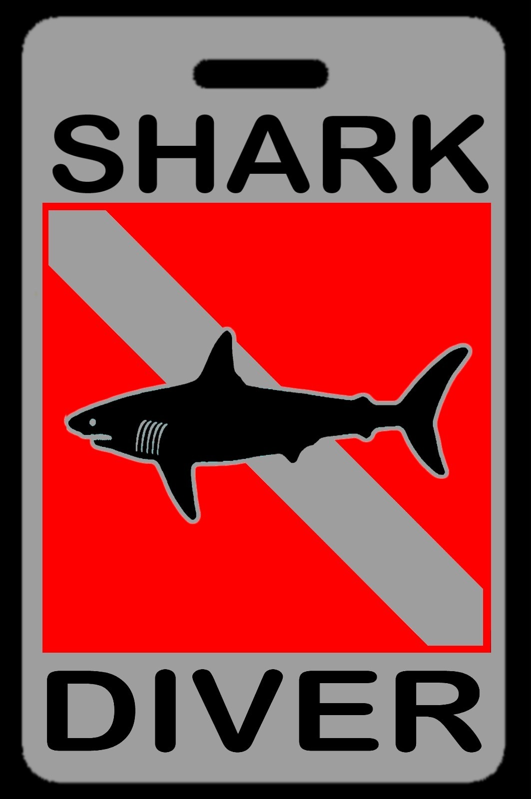 Lo-Viz Gray Shark Diver SCUBA Diving Luggage/Gear Bag Tag - New