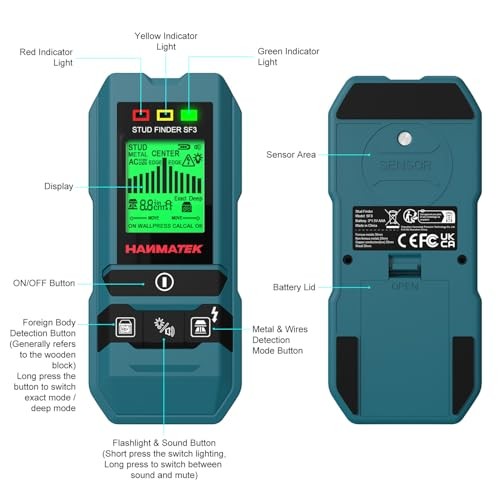 Stud Finder Wall Scanner Detector with Pro Smart Sensor,Audio Alarm and HD
