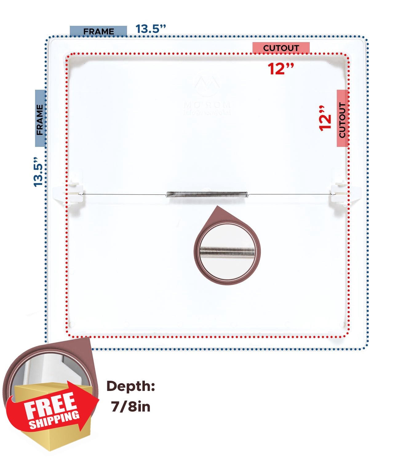 Morvat 12x12 Spring Access Panel White ABS Plastic