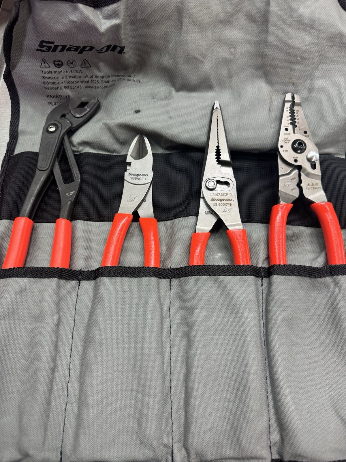 Snap-On Tools Pliers Set 4 Pc In Pouch PL4TGKB Orange
