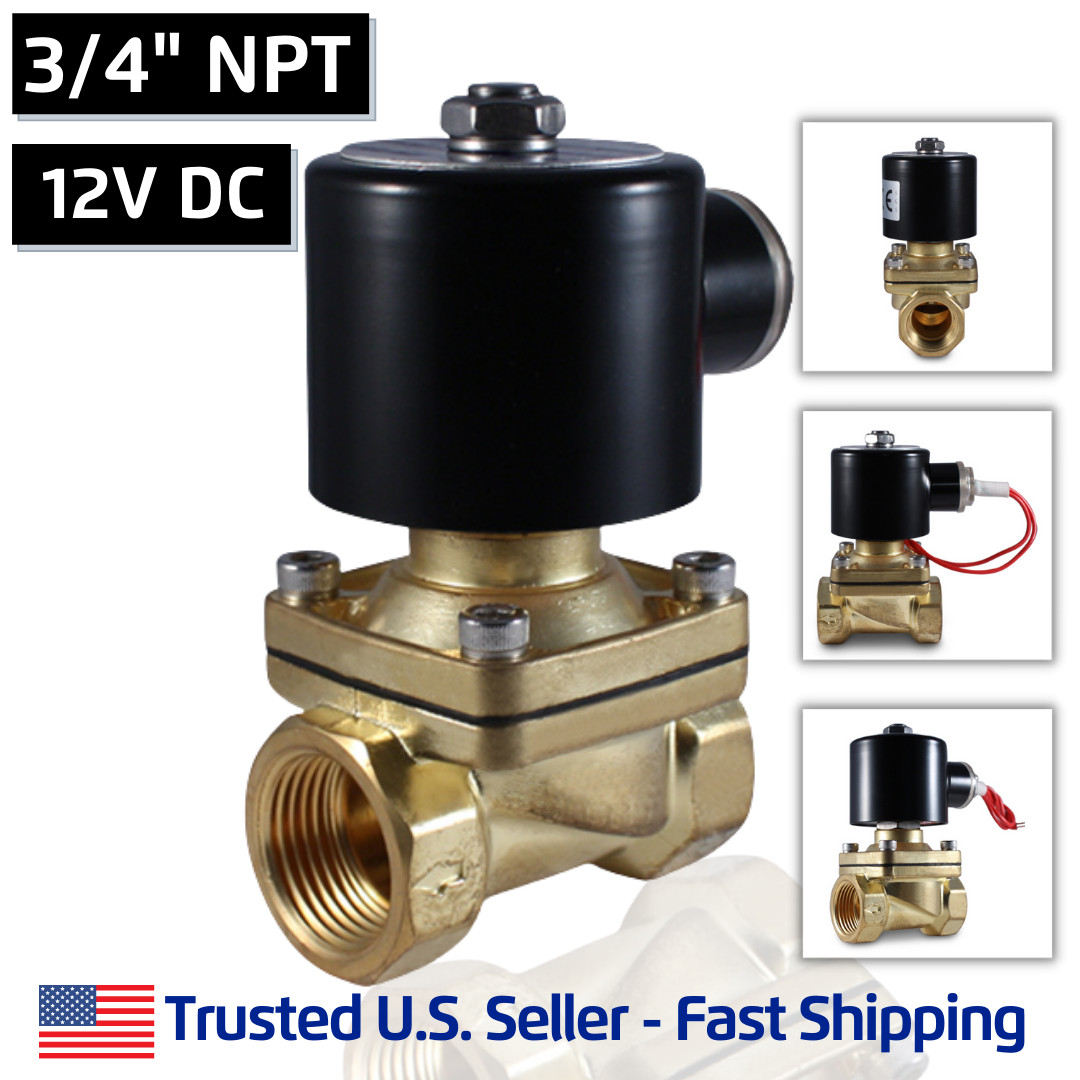 3/4" 12V DC Electric Brass Solenoid Valve Water Gas Air 12 VDC - FREE SHIPPING