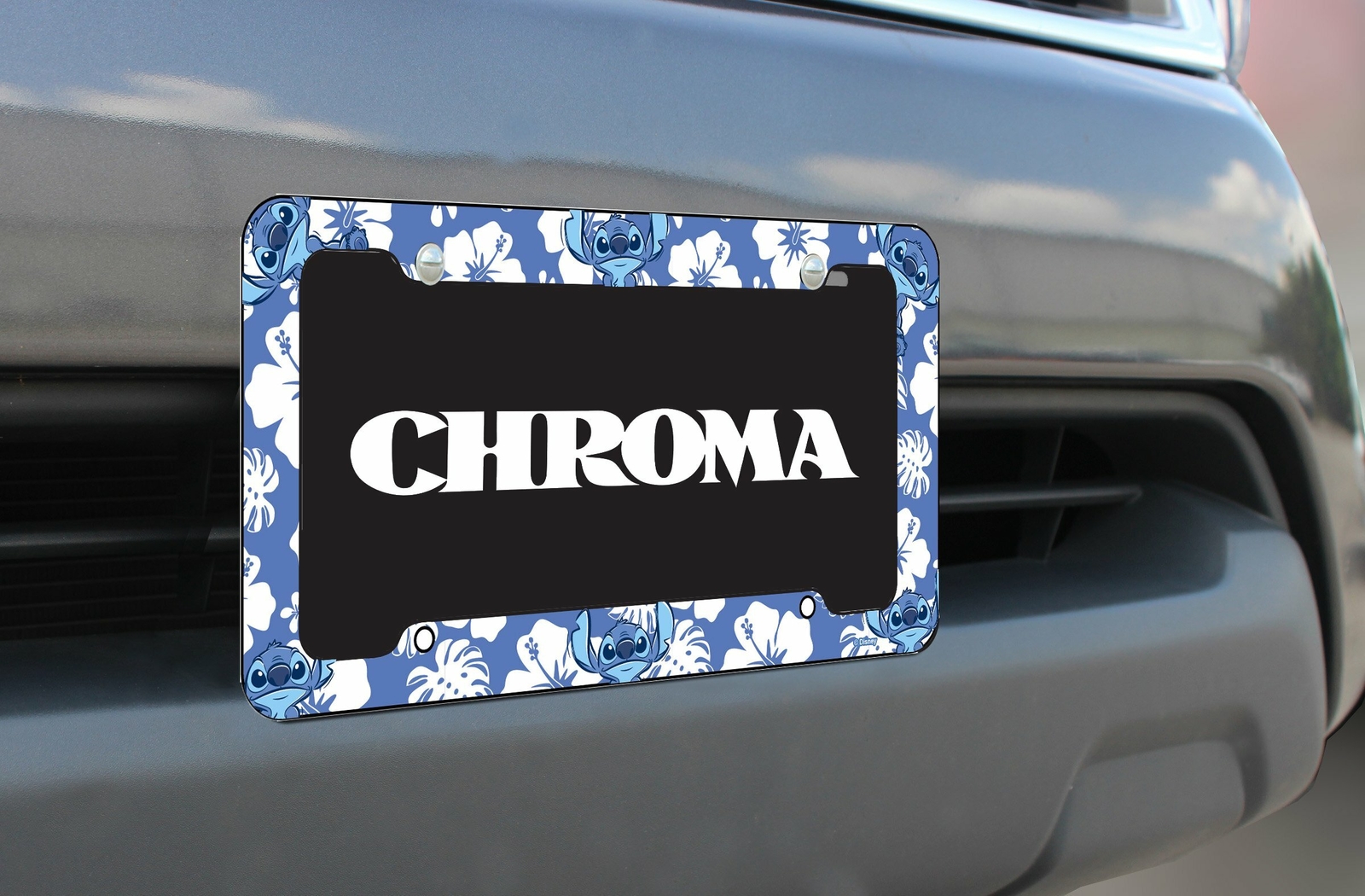 Chroma Graphics Stitch Hibiscus Blue Plastic Plate Frame