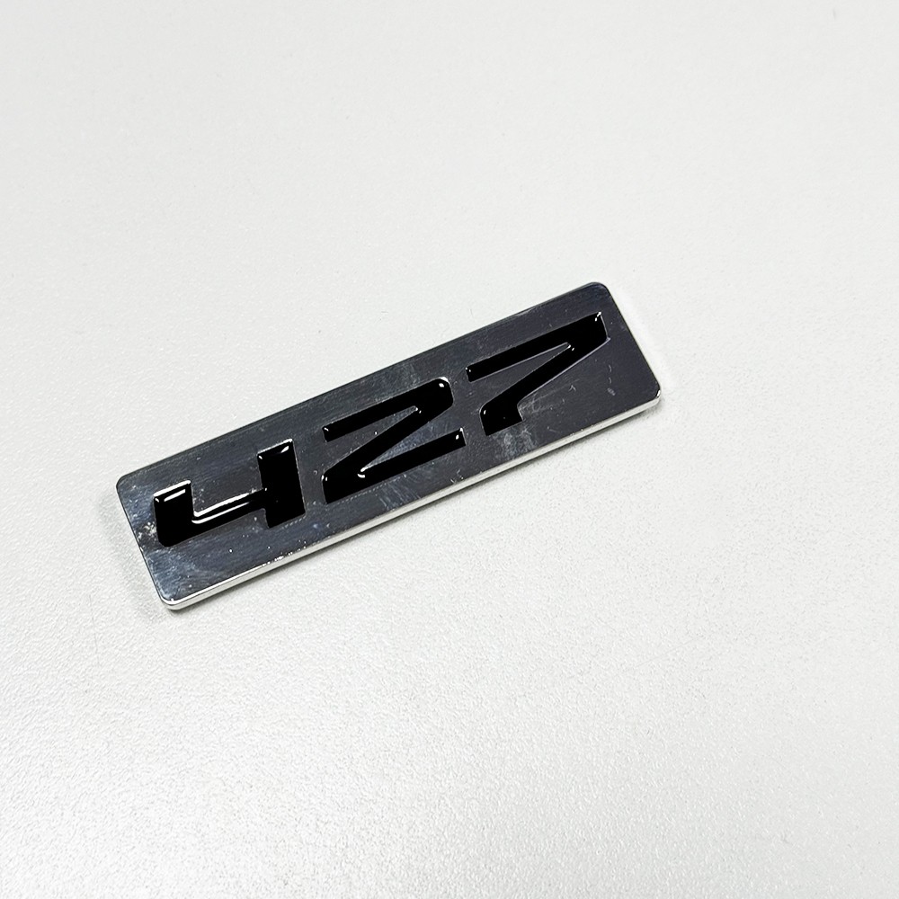 CHROME/BLACK METAL 427 ENGINE RACE MOTOR SWAP EMBLEM BADGE ZZ4 L88 HOT RAT ROD