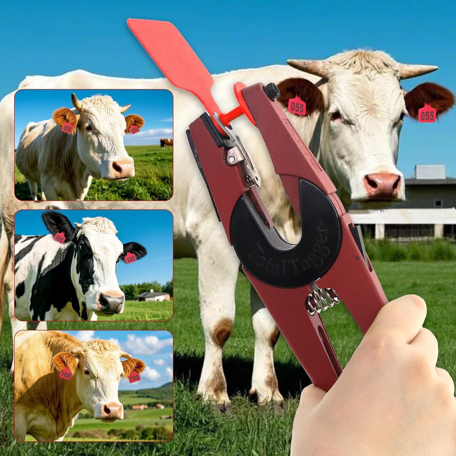 Plastic Livestock Ear Tags 001 100 Red Applicator