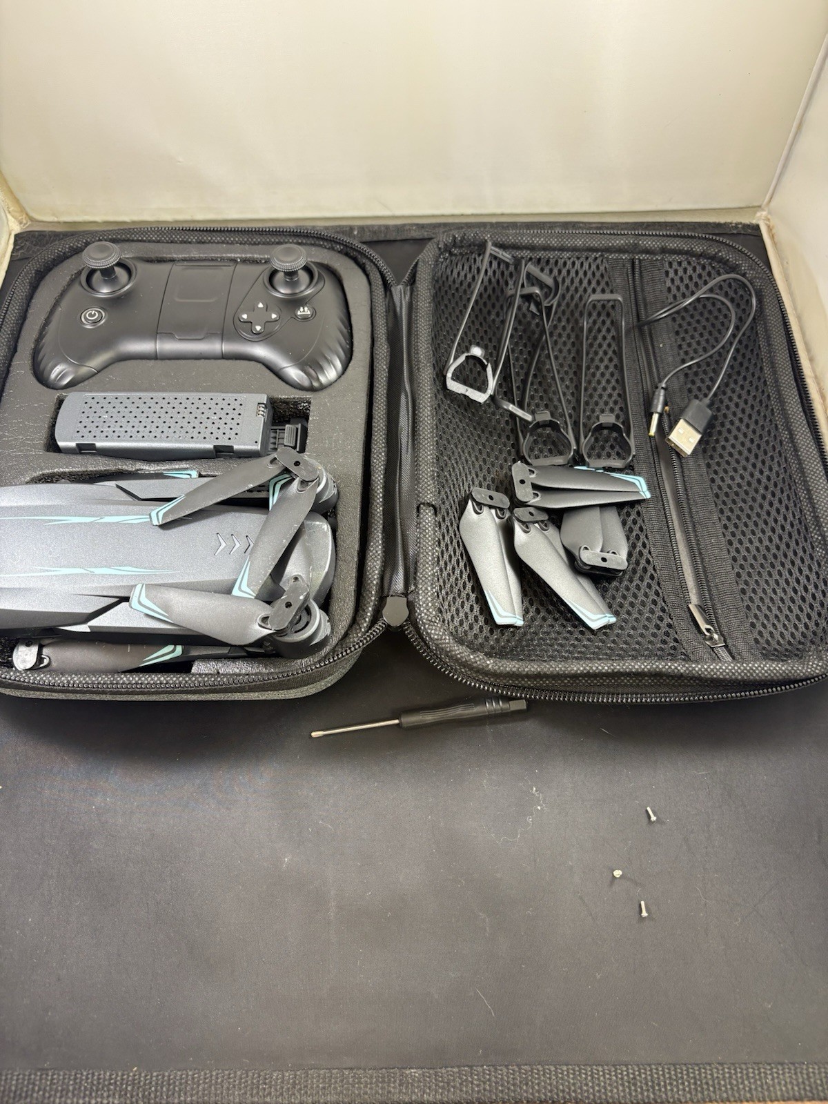 Foldable QuadChopper Drone for Beginners W/2 Batteries, Extra Parts & Case