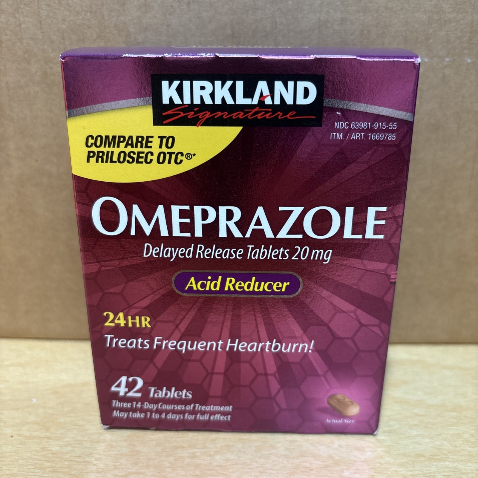 Kirkland Signature Omeprazole 20 mg., 42 Tablets Heartburn Expiration 06/2027