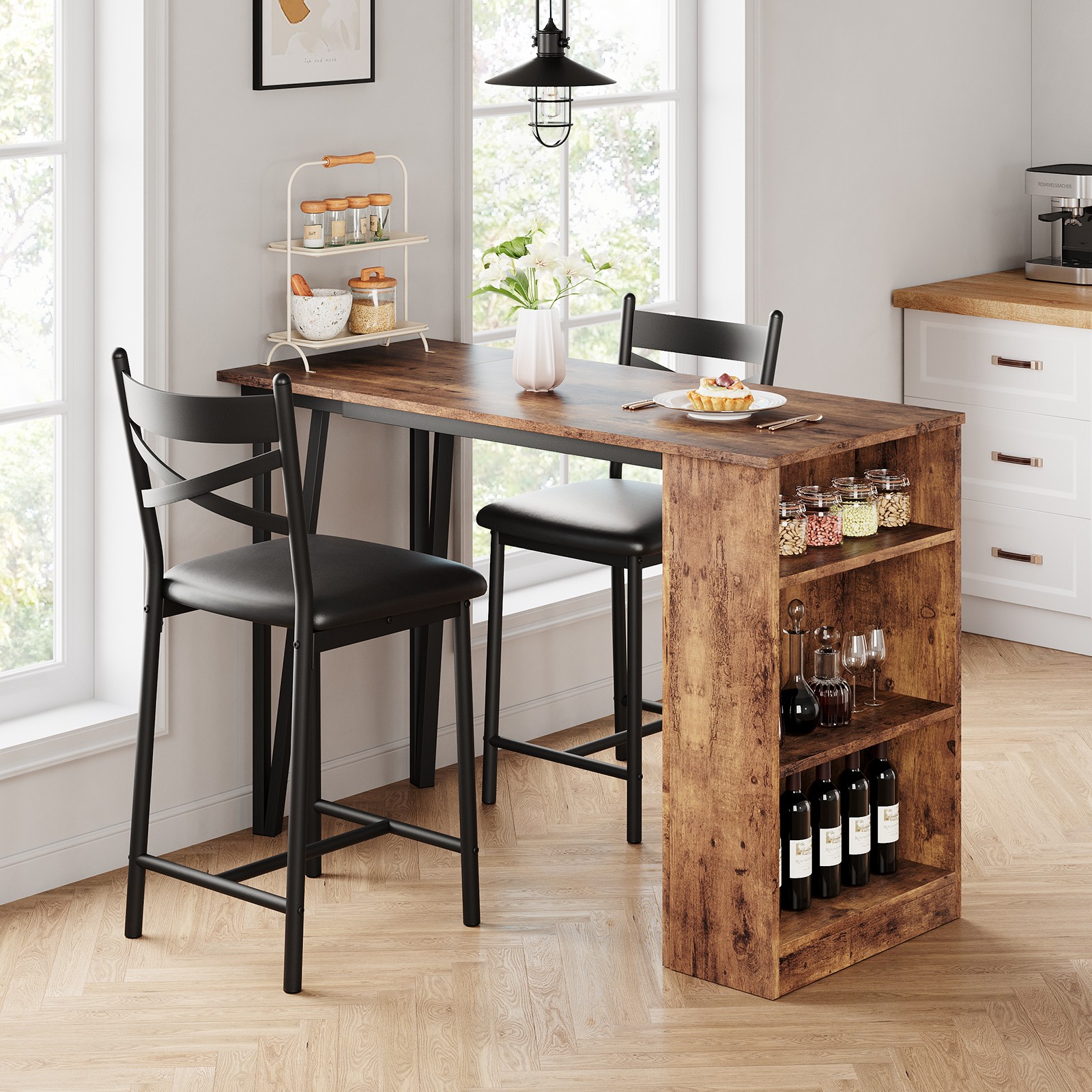 3-Piece Dining Room Table Set Kitchen Table & Chair Sets for 2 Compact Apartment