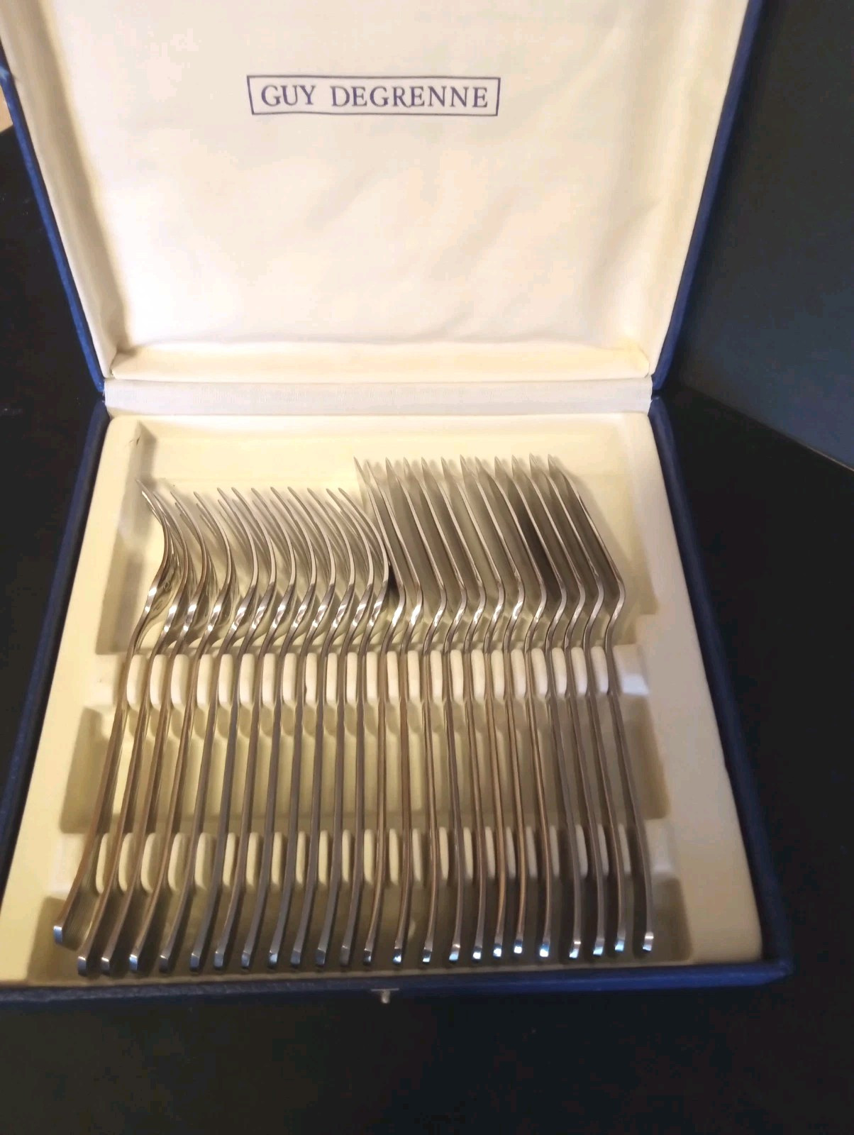 Guy DeGrenne RARE 1995 Pattern VEGETAL Art Deco Fish 12 Knives 12 Fork EXCELLENT