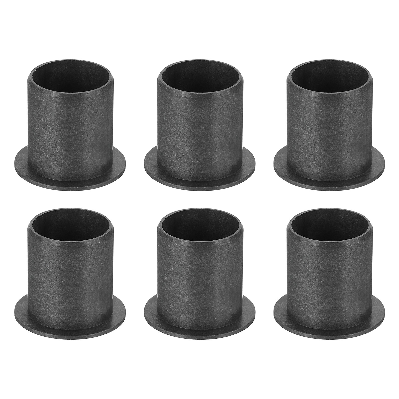 6Pcs Flanged Sleeve Bearing, ID 16mm x OD 18mm x Length 21mm POM Bushing, Black