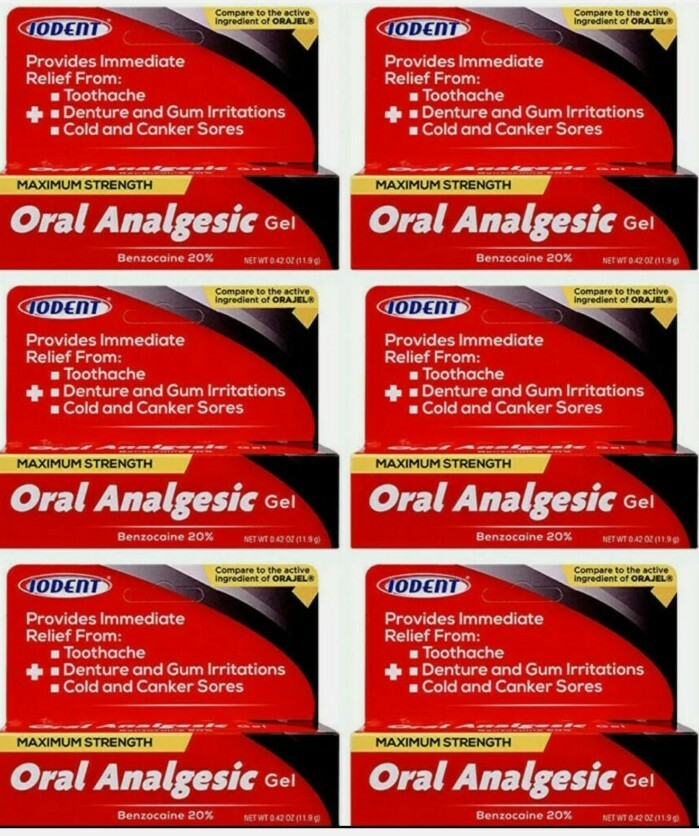 6 Packs Oral Analgesic Gel Maximum Strength,Toothache Pain Relief-0.420z,01/2027