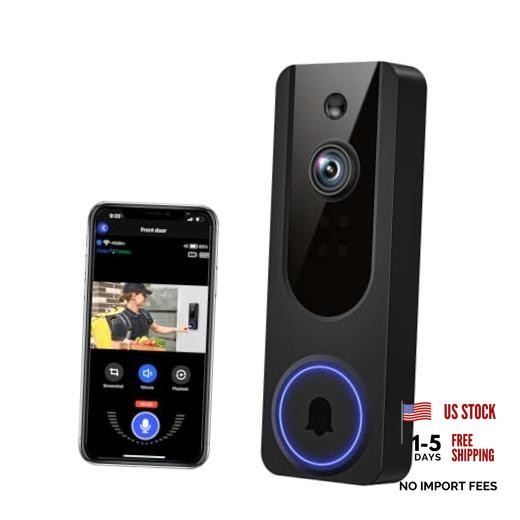 1080p WiFi Video Doorbell Camera - Battery Powered - AI Human & AI