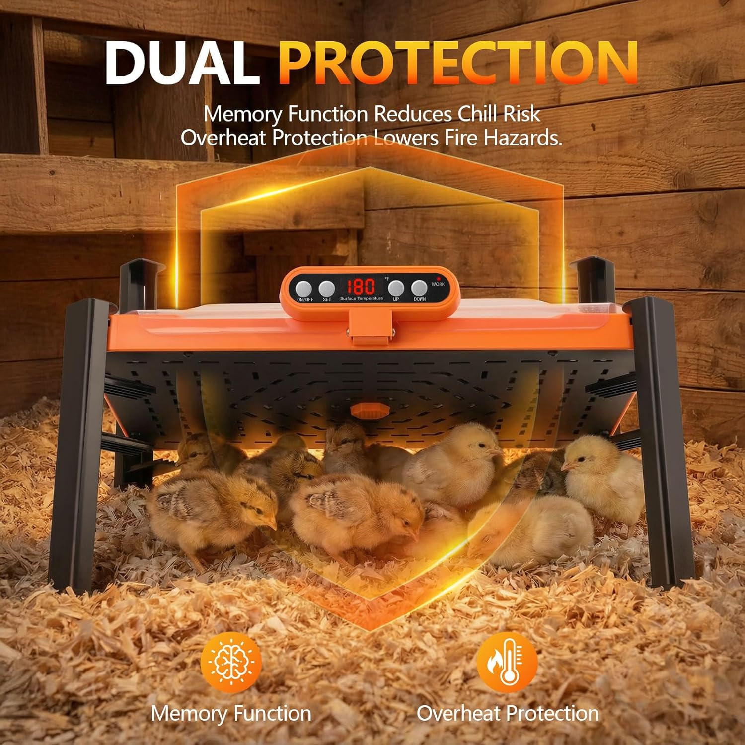 Smart Brooder Plate with Temperature Display & Adjustable Height, 11 X 15 Inch C