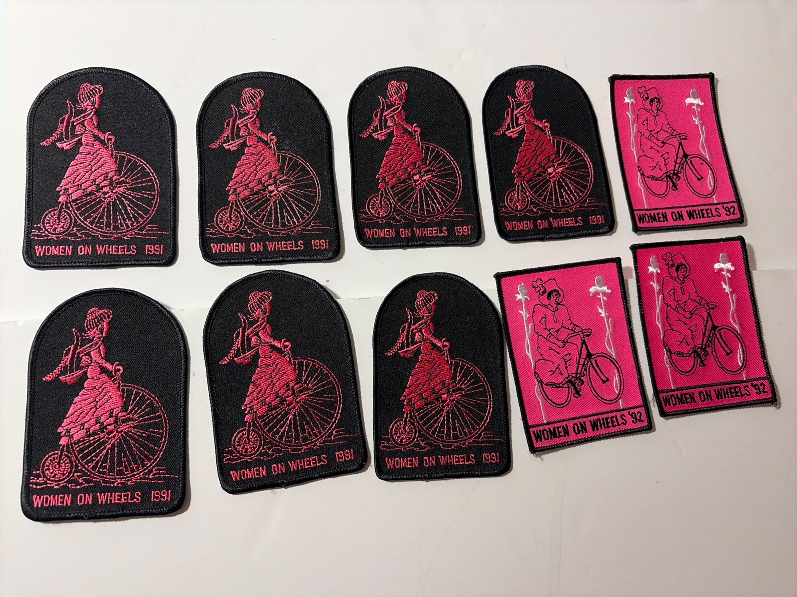 10 Vintage Women On Wheels Bicycle Club Embroidered Patch Pink 1991 & 1992 New