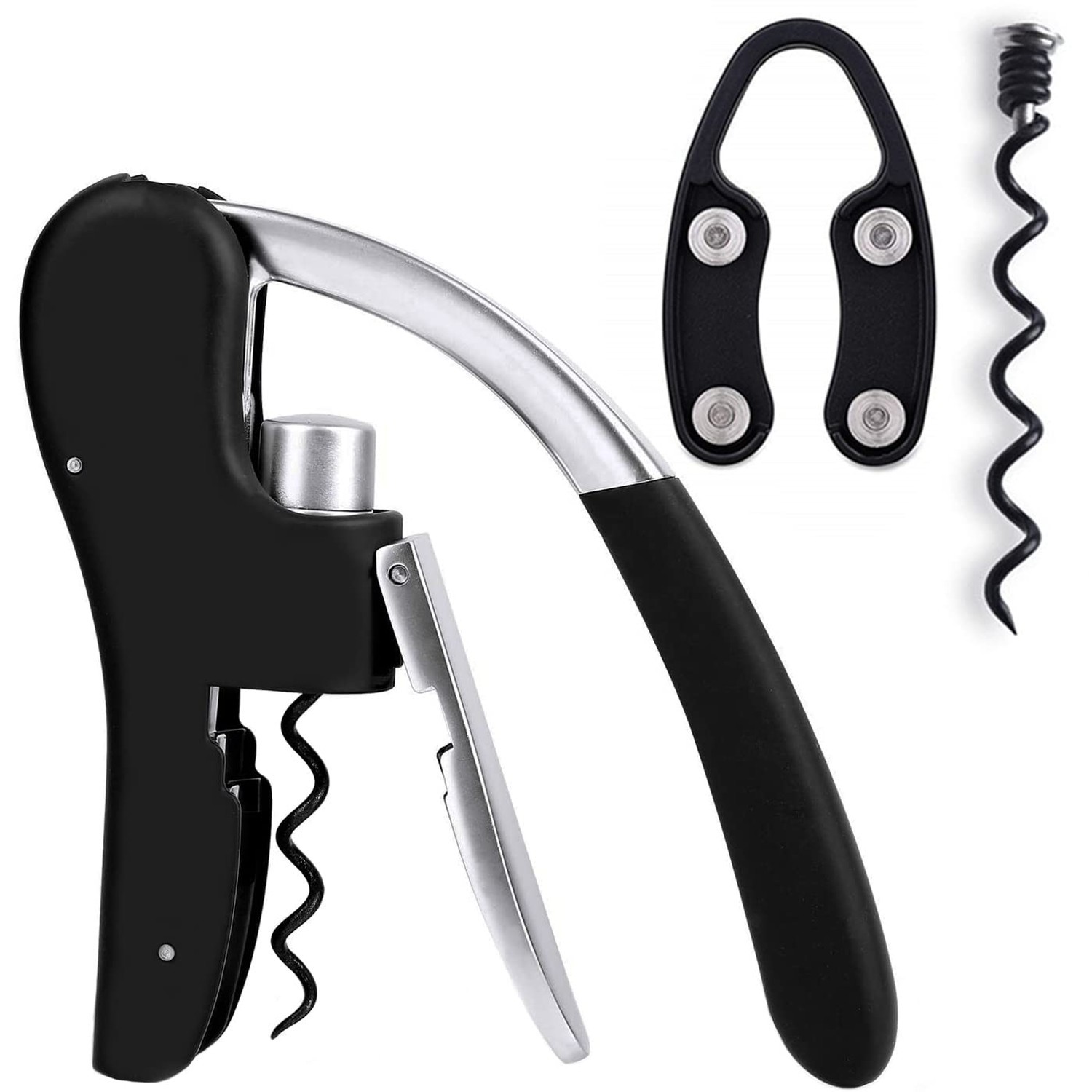 Wine Bottle Opener Manual Vertical Lever Corkscrew with Foil Cutter and Extra...