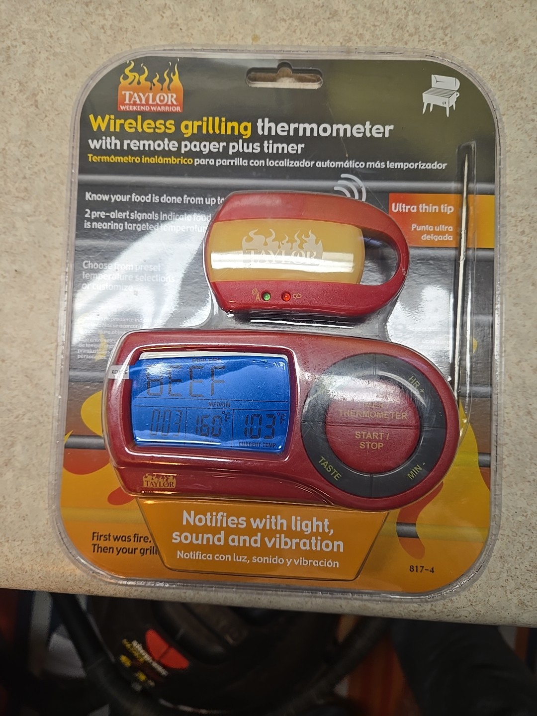 Taylor Weekend Warrior Wireless Grilling Thermometer W/Remote Pager-Timer-NEW!