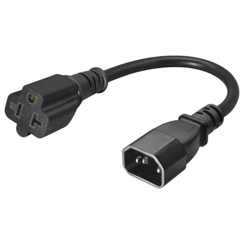 IEC C14 to NEMA 5-15/20R Power Cord Adapter 1FT