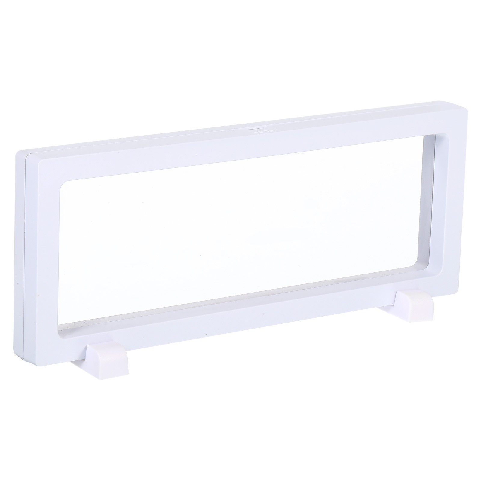 3D Floating Display Frame Coin Jewelry Case with Base 9" x 3.5" White