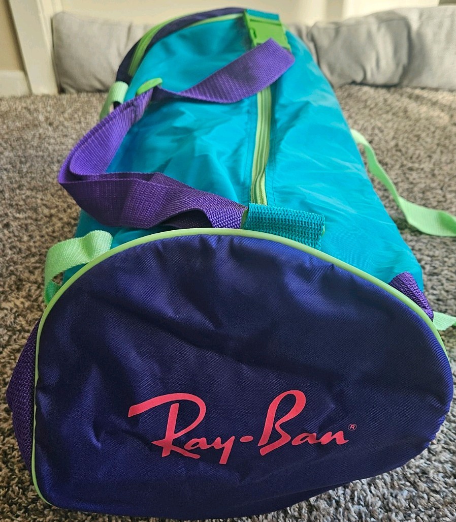 Vintage Lightweight Ray Ban Duffle Bag Neon Blue Purple Green Pink Foldable Bag