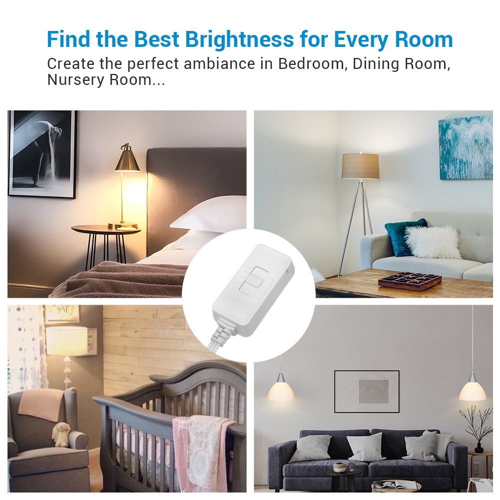 DEWENWILS Plug in Dimmer Switch for Dimmable LED/CFL Lights, Incandescent Bulbs