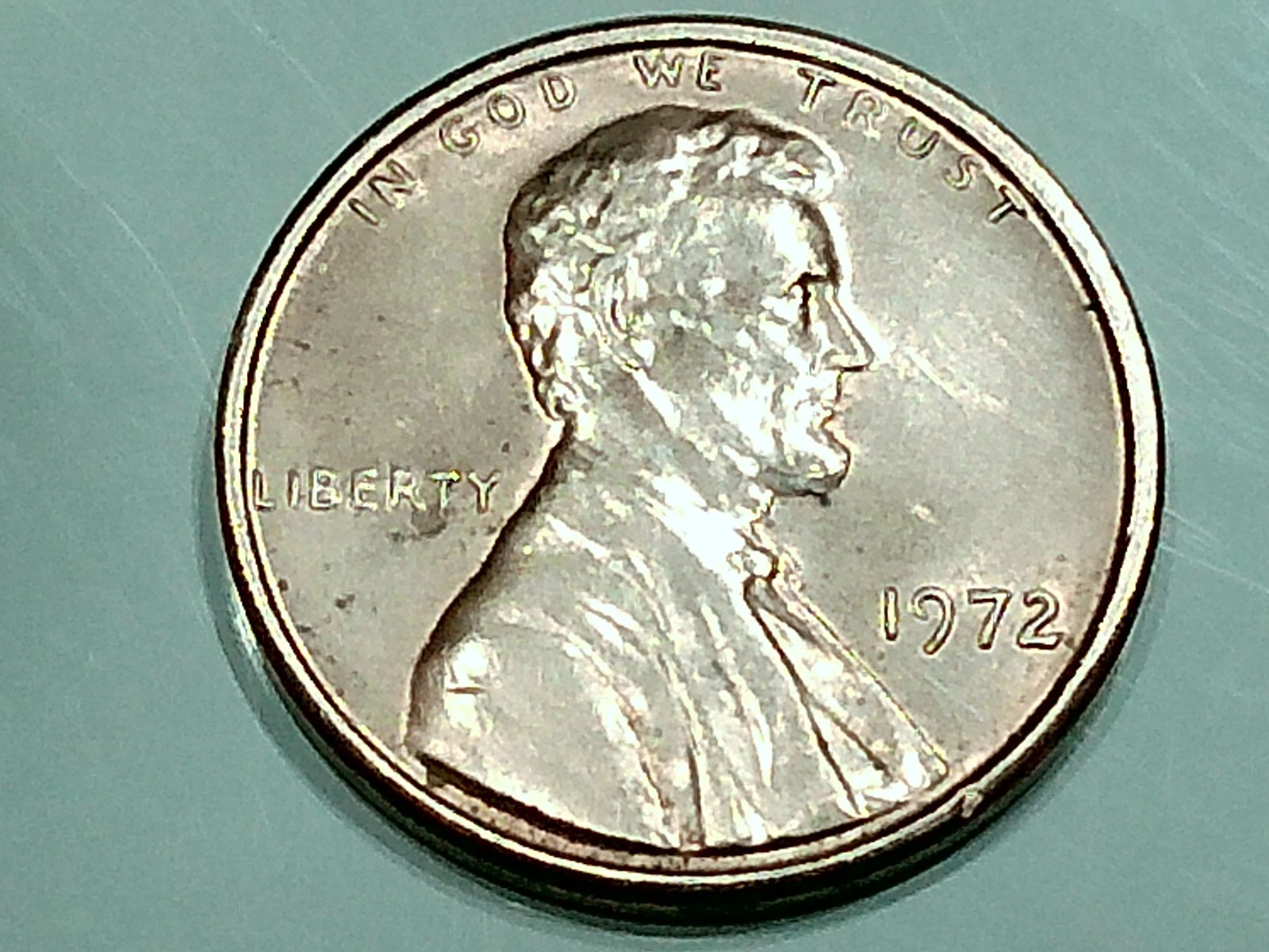 1972 us copper penny - ms - red - 3.0 - nice face - good rim - hard stamp