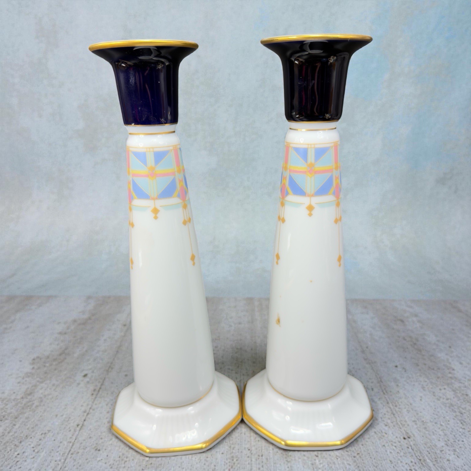 Noritake Fine Porcelain Legacy Porcelain Candle Stick Holder Votive Set 2 VTG