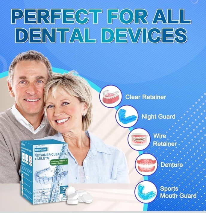 Retainer Cleaner Tablets, Denture Cleaner Effervescent Tablets