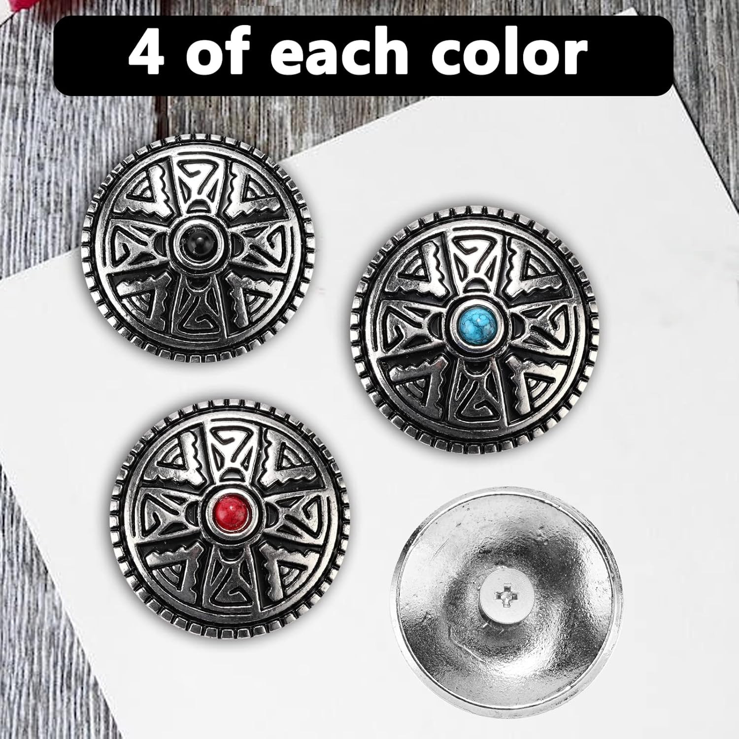 12Pcs Leather Decorative Buttons,Metal Stud Screw Back Rivet DIY Creativity Prod