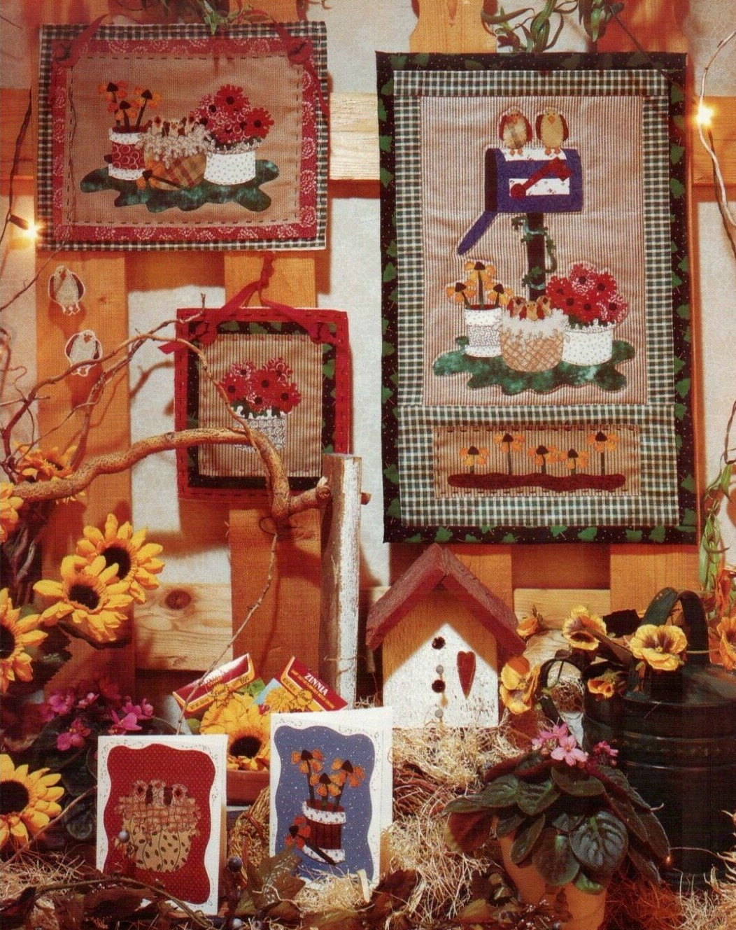Cheep Family Additions Wall Quilt Pattern Primitive Country Flowers Birds