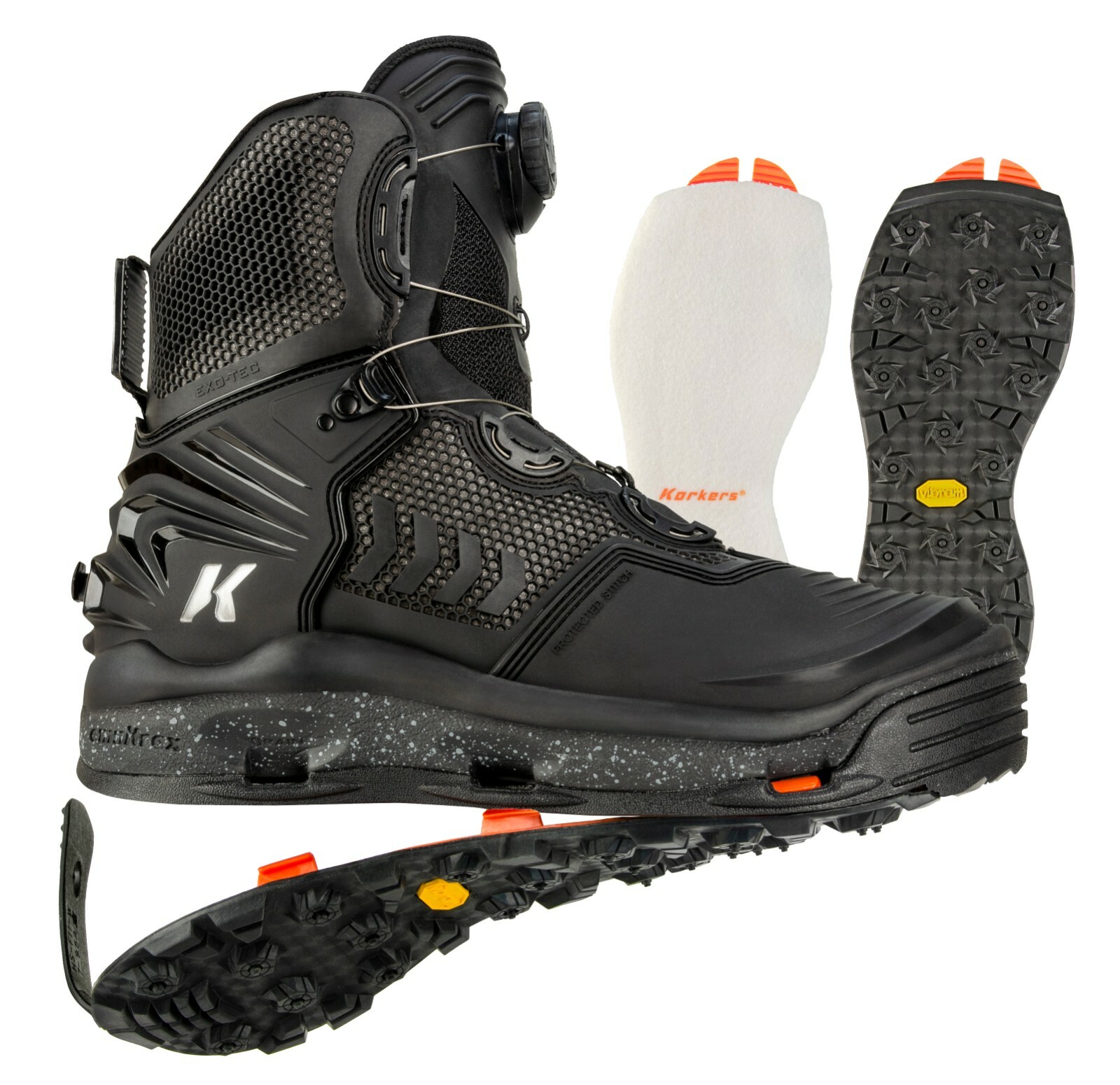 Korkers River Ops BOA Wading Boot, Soles Felt and Vibram - Size 10