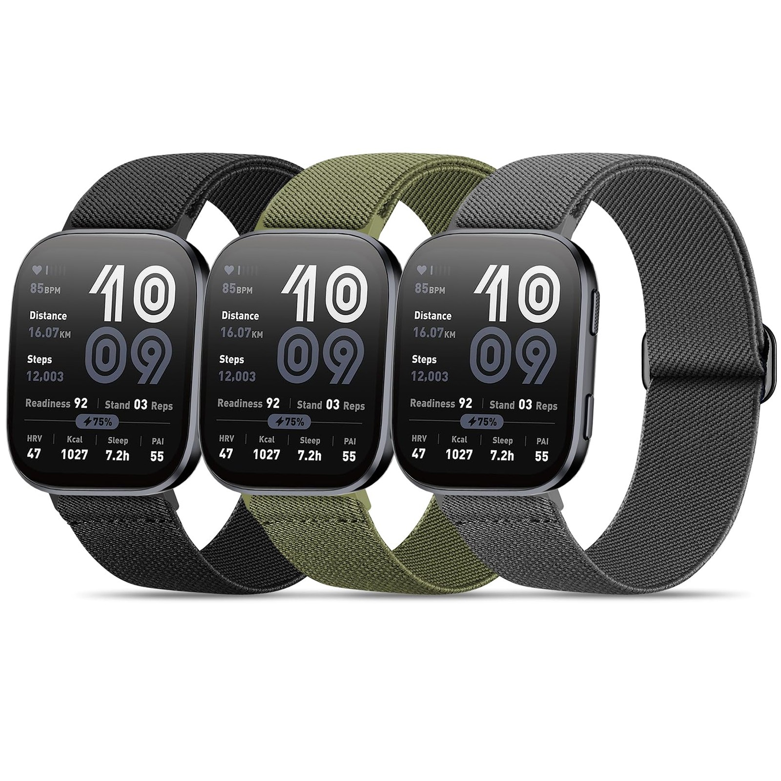 Nylon Watchband with Amazfit Bip 6/Bip 5/Active Max/Balance 2/Balance,3 Pack ...