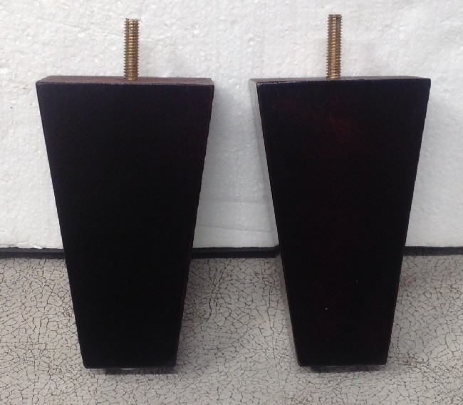 ST261 2 Furniture Legs Feet Tapered Couch Sofa Ottoman Dark Mahogany 5.5" tall