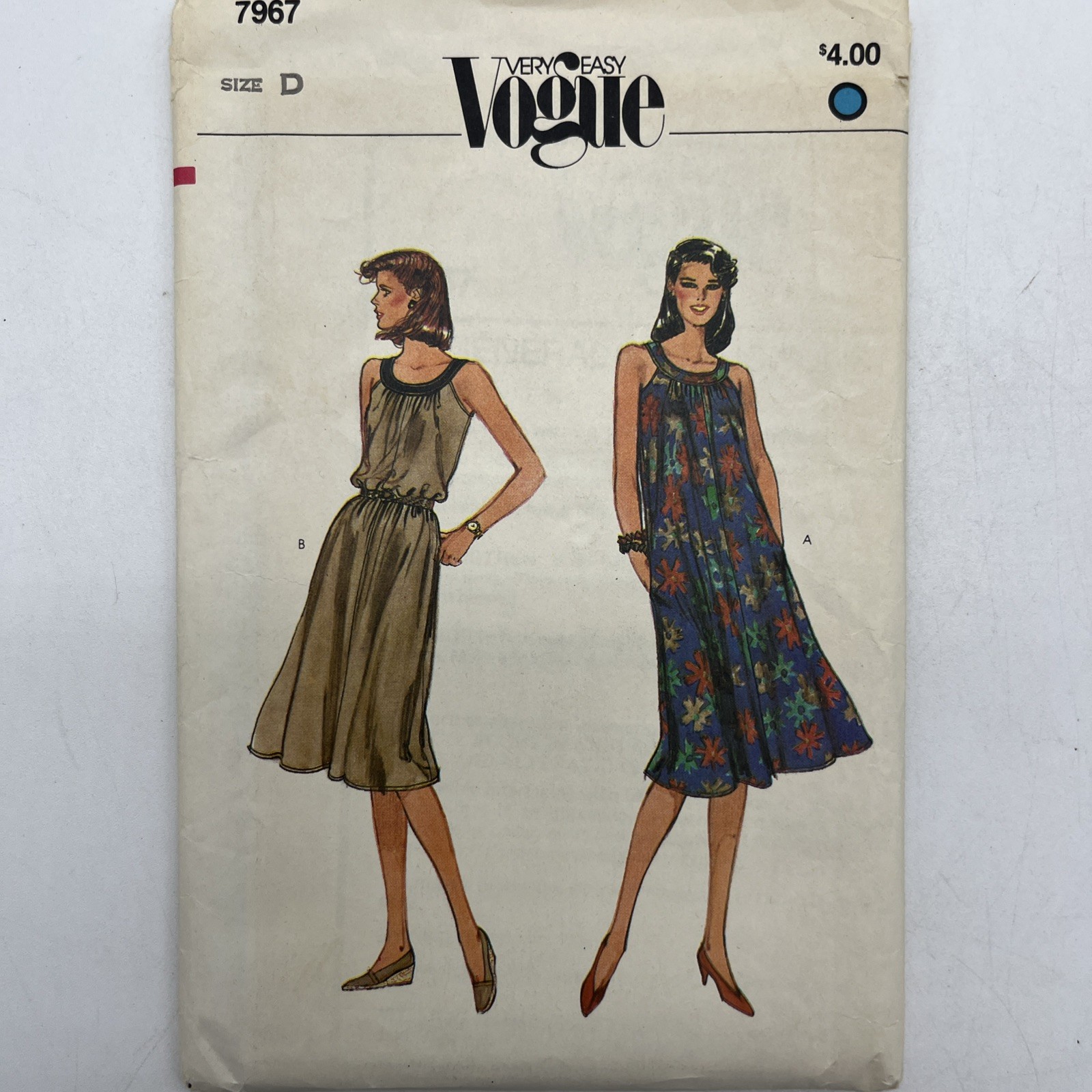 Vogue 7967 Loose Flared Pullover Dress Size 12-14 Vintage 80s CUT