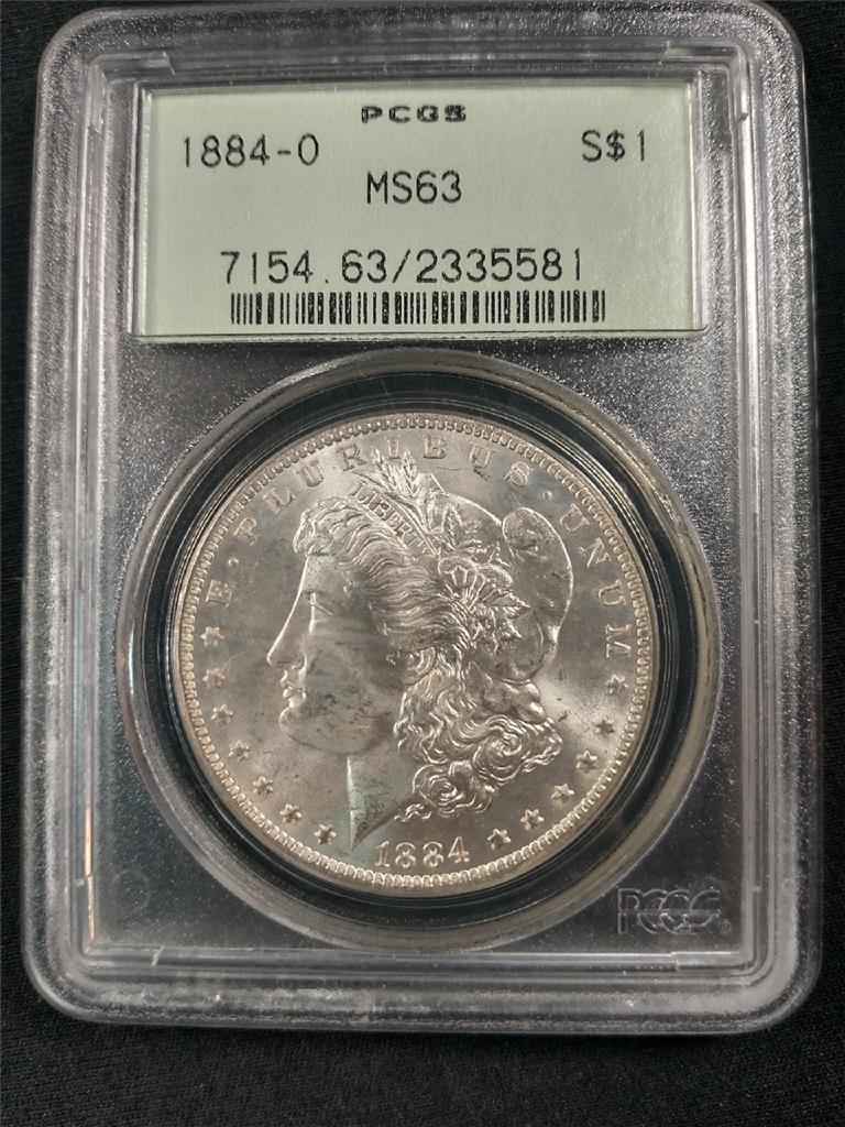 1884-O MORGAN SILVER DOLLAR - PCGS MS63