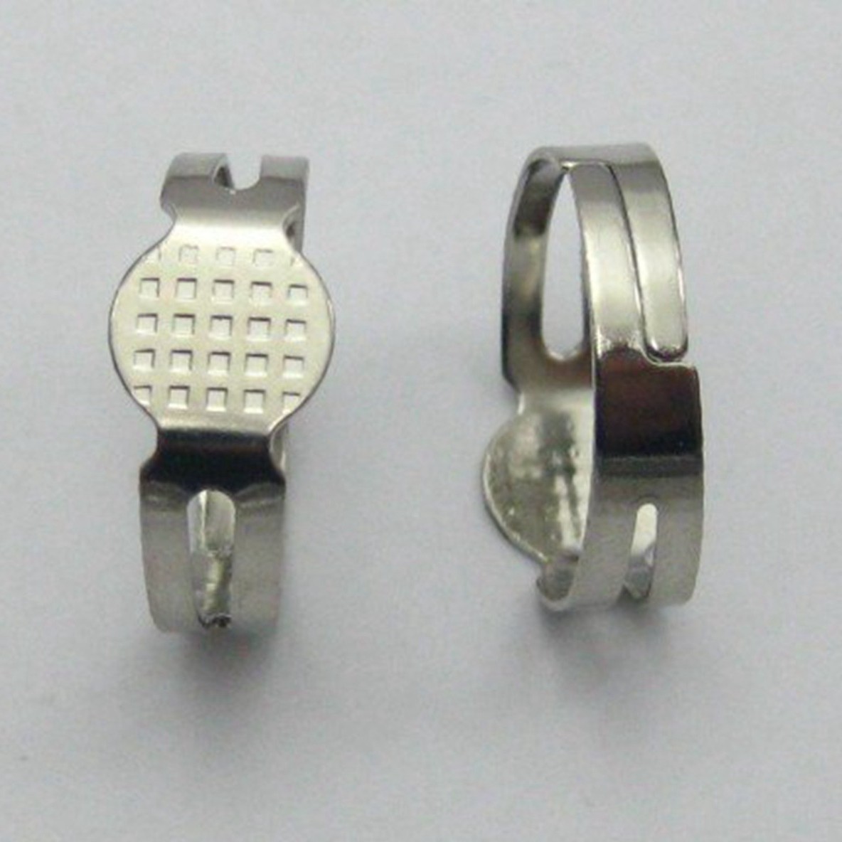 50 Silver Adjustable Ring Blank GLUE ON Base 8mm PAD Craft Jewelry Making