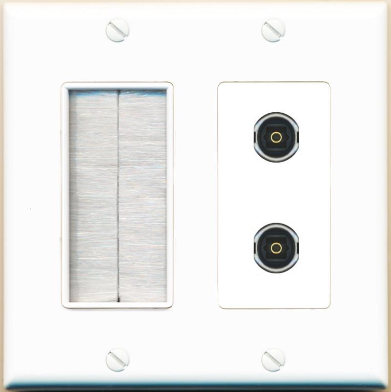 RiteAV 2 TOSLINK with Brush Wall Plate [White]
