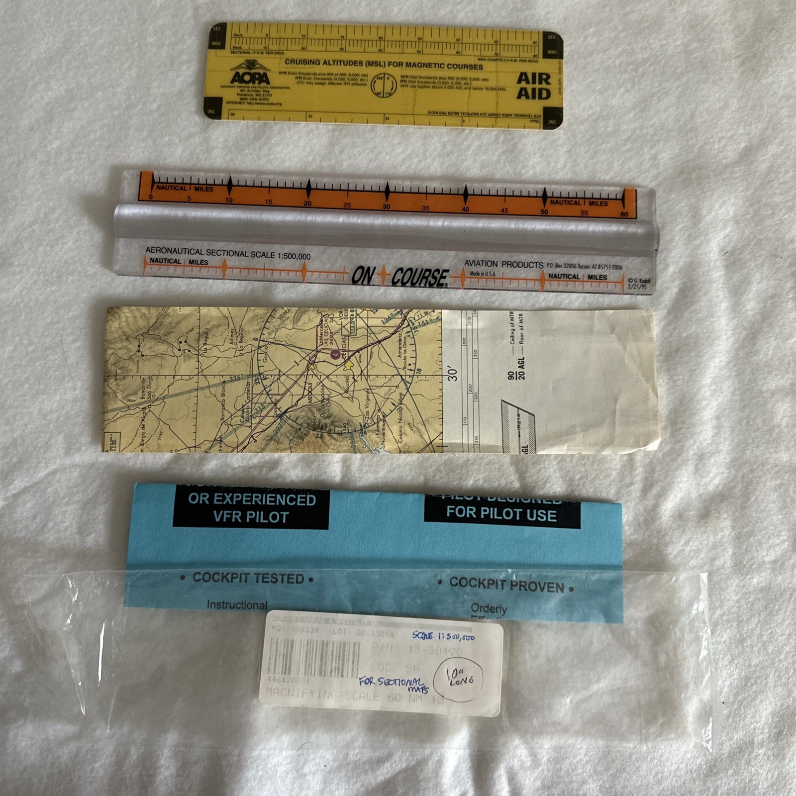 aeronautical magnifying scale 1:500,000 On Course 10” ruler (for sectional Mats)