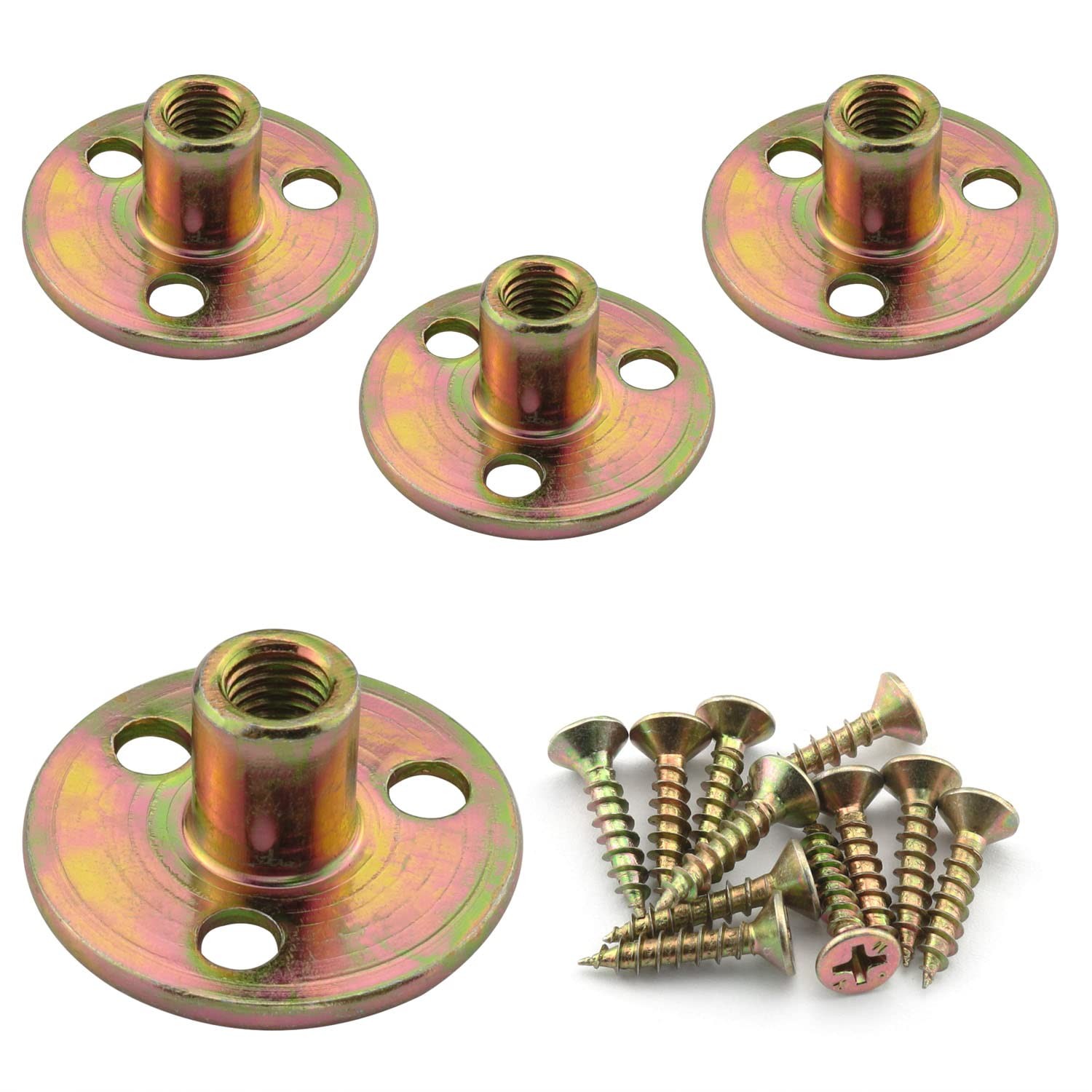 4 Sets Furniture Leg Mounting Plates with Hanger Bolts Screws for Sofa Cabinet