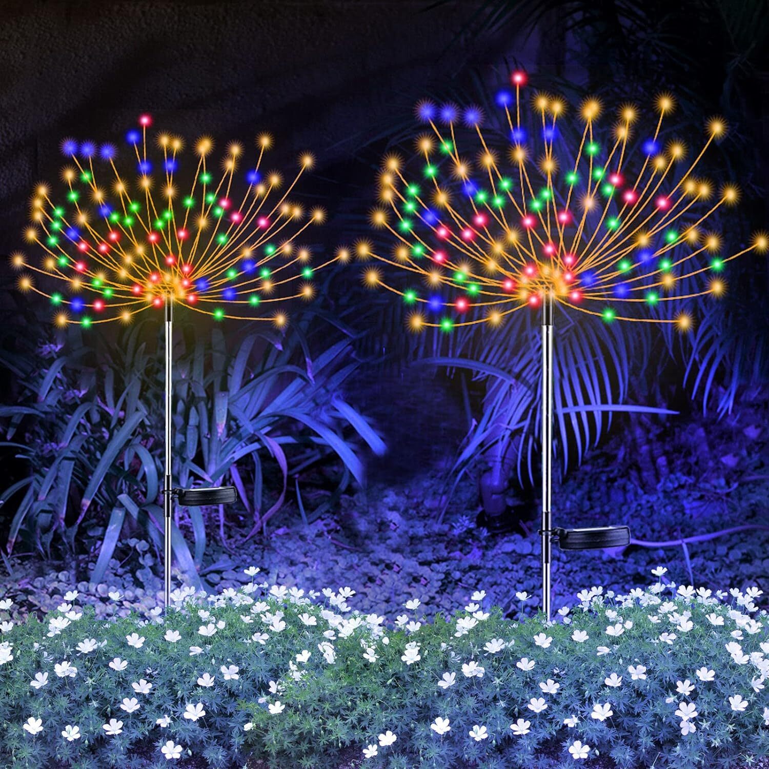 Solar Garden Decor Lights Yard Decorations Outdoor Waterproof 150 LED Sparklers