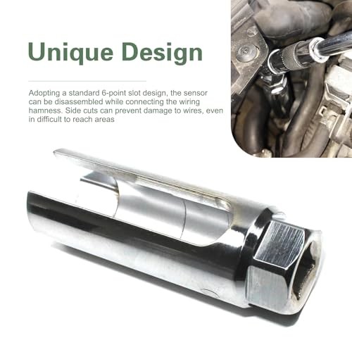 Car Oxygen Sensor Socket, 7/8" (22mm) 6-point Steel Drive Offset 1 PC Silver