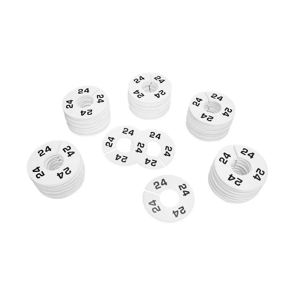 10 PC 3-1/2" Clothing Rack Sizes 24 Dividers Hangers White Plastic Round