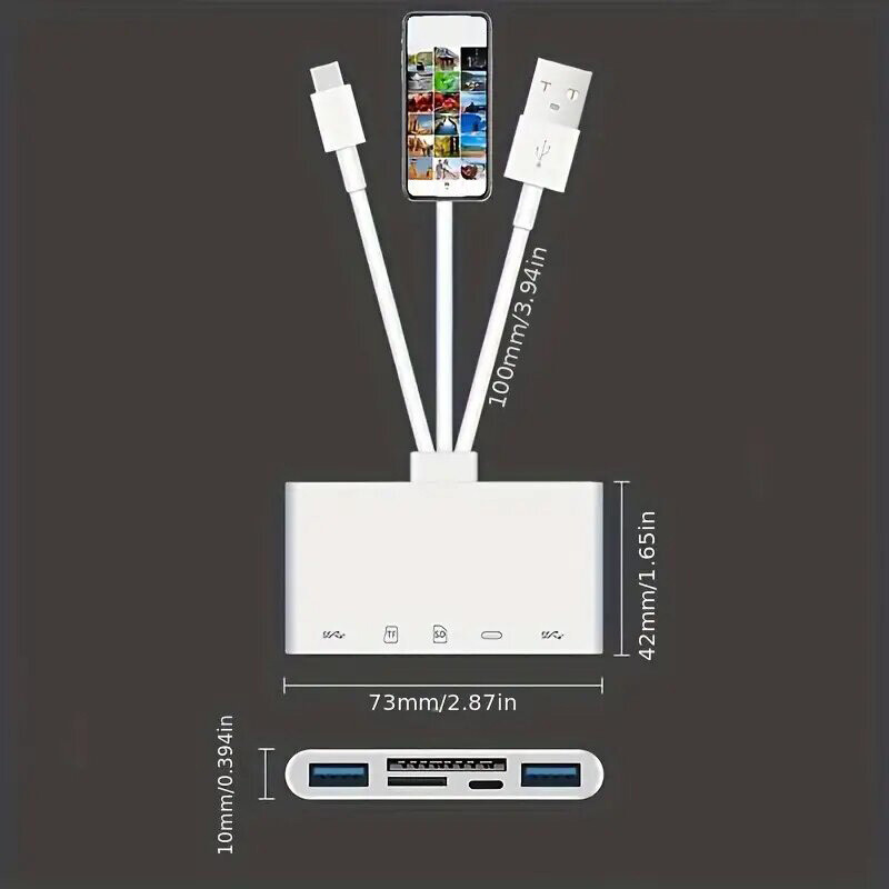 5-in-1 Memory Card Reader, USB OTG Adapter & SD Card Reader for iPhone/Android