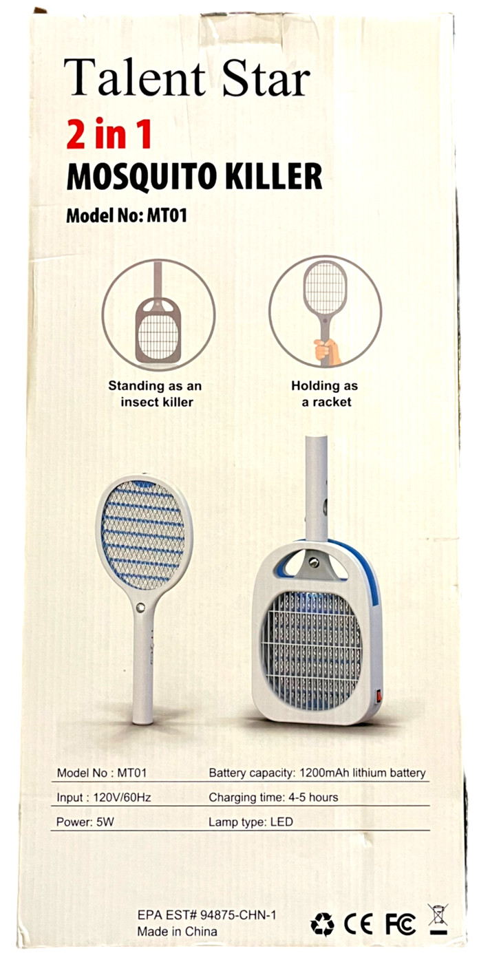 2-in-1 Mosquito Killer Lamp & Racket USB Rechargeable LED Bug Zapper