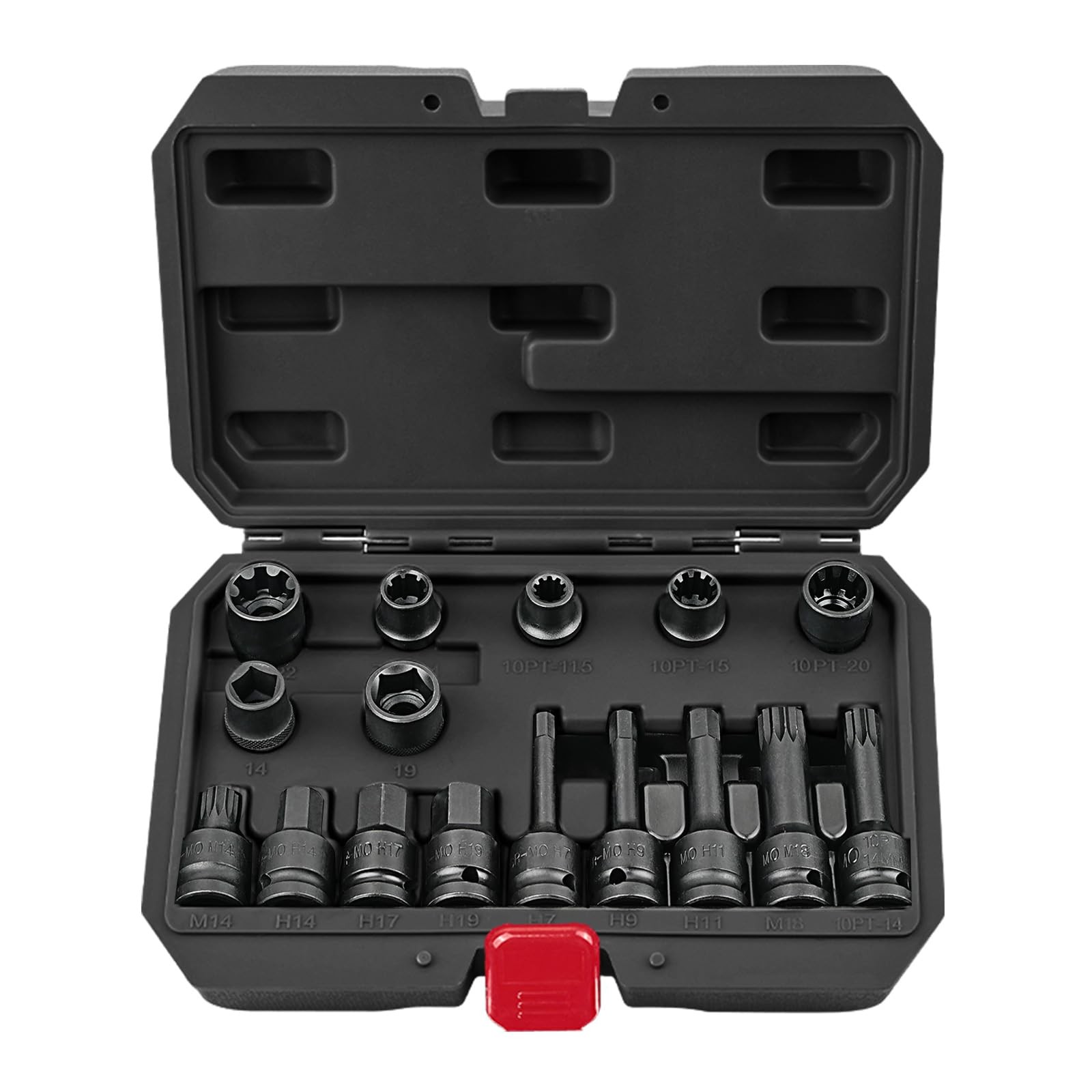 BILITOOLS 16 PCS Impact Brake Caliper Socket Set, 1/2" One Size, Black