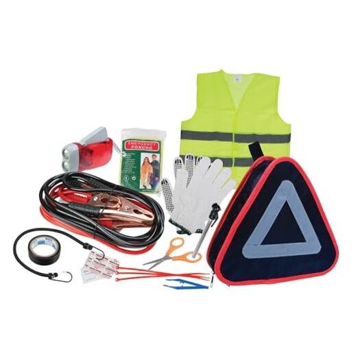 W1557 Roadside Assistance Kit with Jumper Cables, 11pc Roadside Emergency Kit