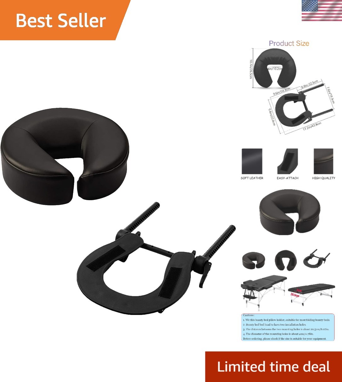 Adjustable U-Shaped Massage Pillow Set - Eco-Friendly & Comfortable Face Cradle