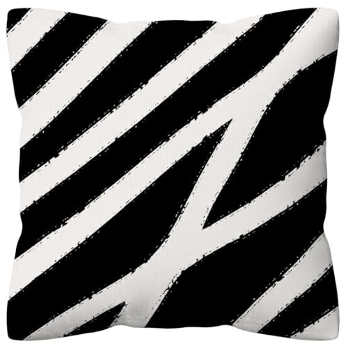 kdqua Black and White Modern Abstract Pillow Cover 18x18 Double-Sided, Stripe 2