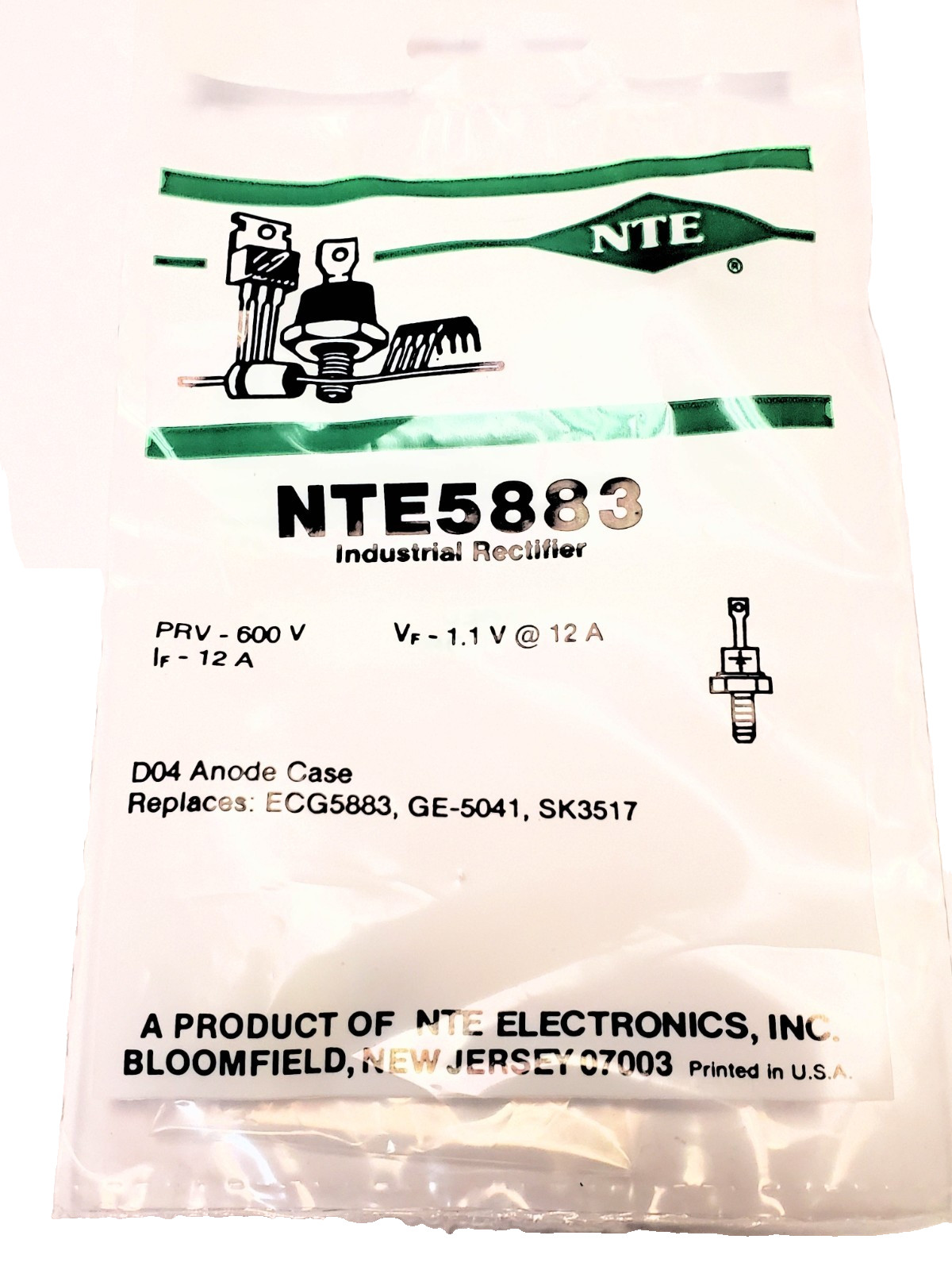 NTE5883 "Original" NTE Rectifier diode  Stud Mount AKA SK3517 1 pc