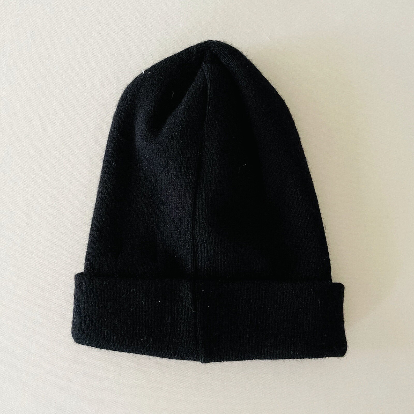 Womens black knit tall high beanie one size | ex cond