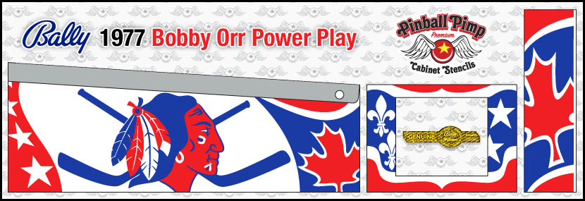 Bally Bobby Orr POWER PLAY PINBALL CABINET STENCILS  • Pinball Pimp PREMIUM • •