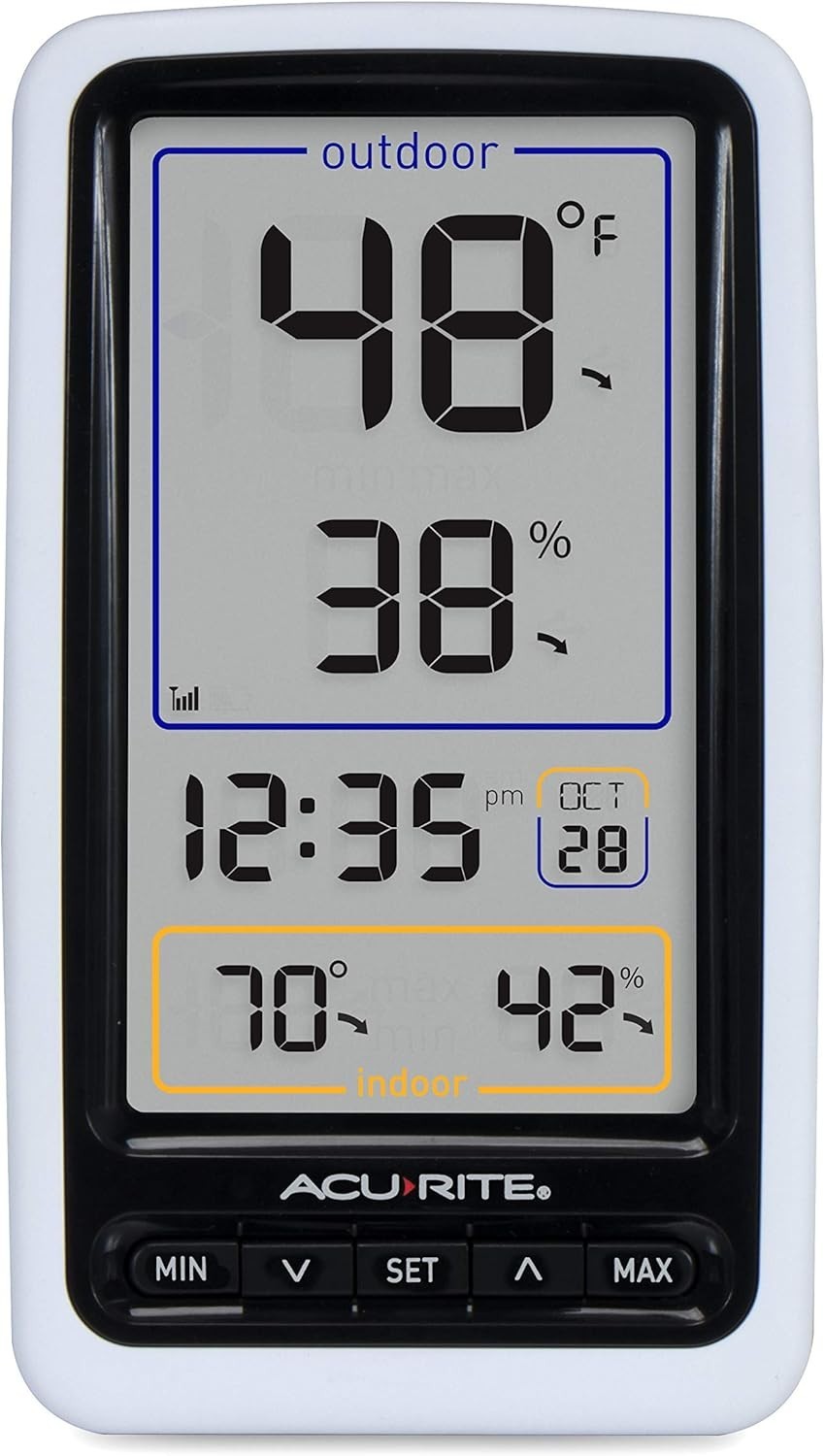 Large Display Wireless Thermometer with Trend Indicators and Humidity Tracking